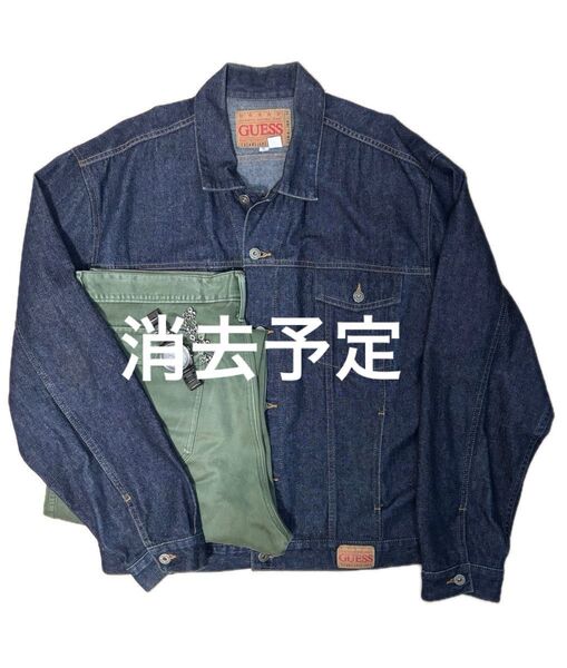 ヴィンテージデニムジャケット GUESS 90s 濃紺 古着 USA デニムジャケット ビンテージ LEVI’S