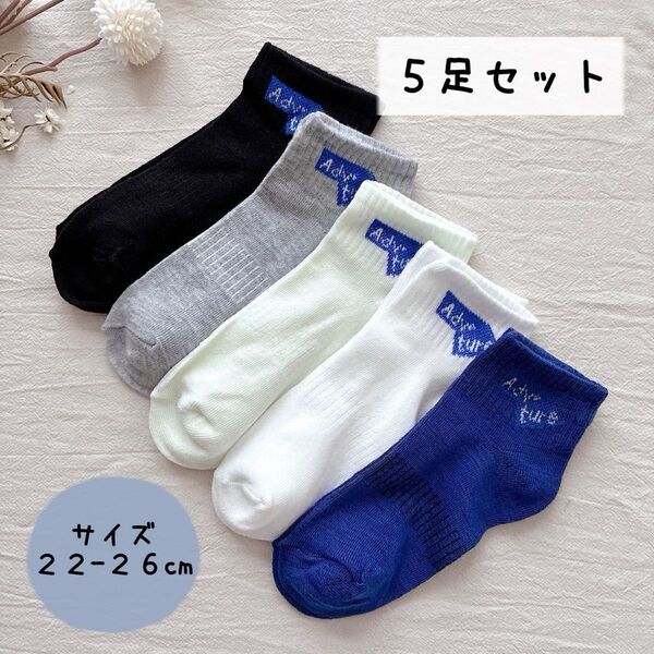 ★新品 未使用★ 靴下 ソックス アメリカン カジュアル【5足セット】まとめ売り