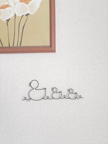 ワイヤーアート ワイヤークラフト ~アヒルの親子~ 壁飾り ハンドメイド