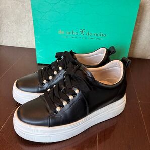 de ocho A de ocho厚底 本革 スニーカー24センチ パール装飾 最終値下げ