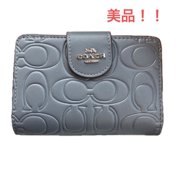 COACH コーチ 二つ折り財布 グレー