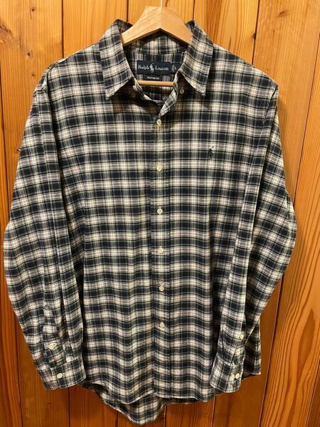 希少 良カラー 80s ヴィンテージ 馬タグ ポロラルフローレン チェックシャツ cotton fit