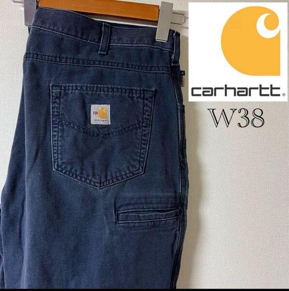 Carhartt(カーハート)FR ペインターパンツ/38/ネイビー/US古着 ワークパンツ Vintage 古着