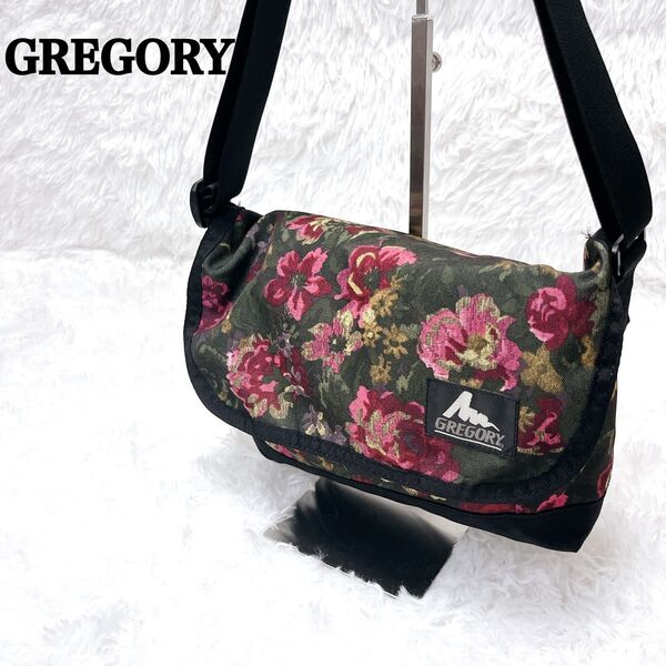 美品 GREGORY グレゴリー メッセンジャー ショルダーバッグ 旧ロゴ ポーチ 花柄 ヴィンテージ