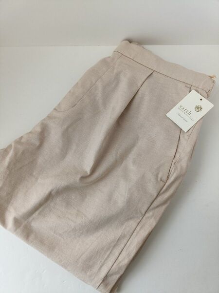 新品 コットンリネン テーパードパンツ レディース Mサイズ earth music&ecology