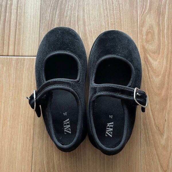ZARA ザラ ベルベット バレエフラットシューズ 入園 卒園 七五三 15cm シューズ