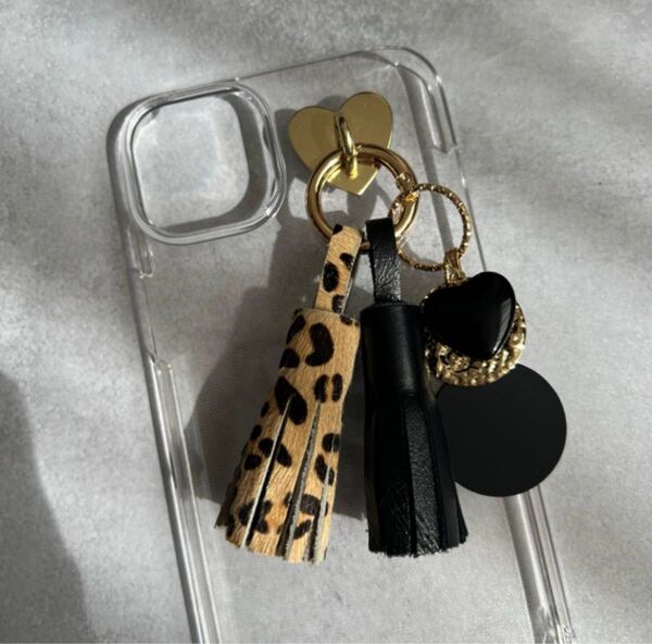 リアルレザー タッセル スマホアクセサリー キーリング キーホルダー 本革 ハンドメイド