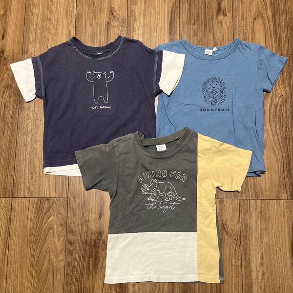 100㎝ 半袖Tシャツ3枚セット くま 恐竜 トリケラトプス