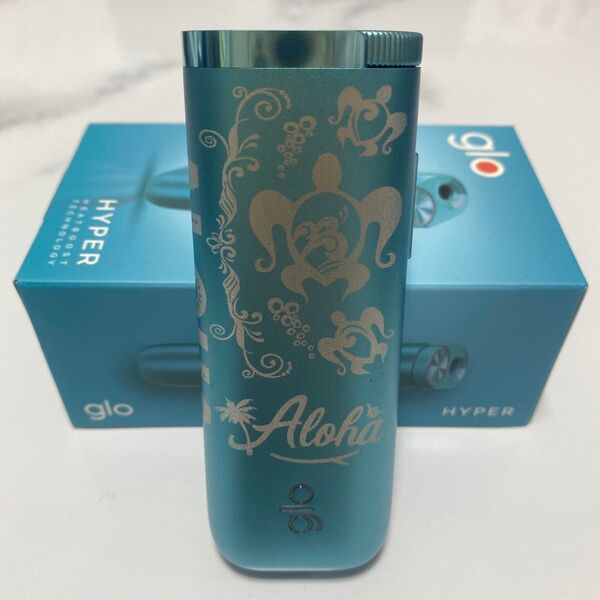 ホヌ ハワイアン デザイン glo HYPER グロー ハイパー マラカイトティール ブルー 青 ALOHA アロハ 波 泡 ヤシ