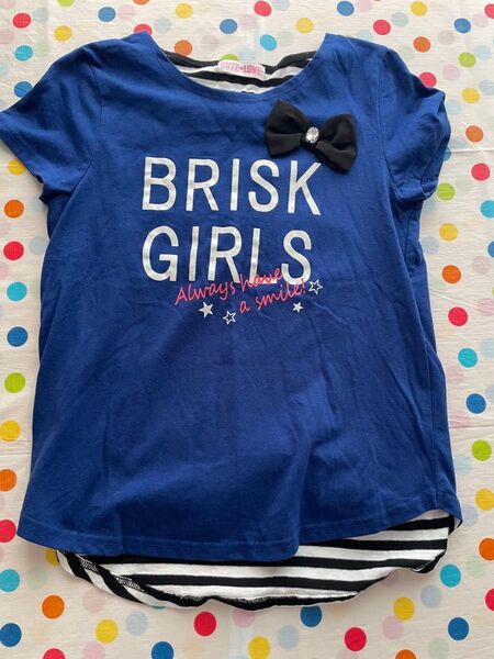 トップス 半袖 Tシャツ リボン ジュエル 160㎝ 女の子 キッズ