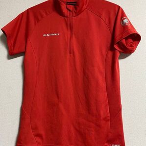 マムートウィメンズ ポーラテックハーフジップ S レッド