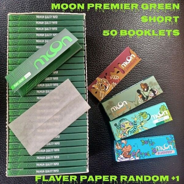 MOON Premier GREEN SHORT シングルサイズ フレーバーペーパー ランダムおまけ 手巻きタバコ 巻紙 ヘンプ