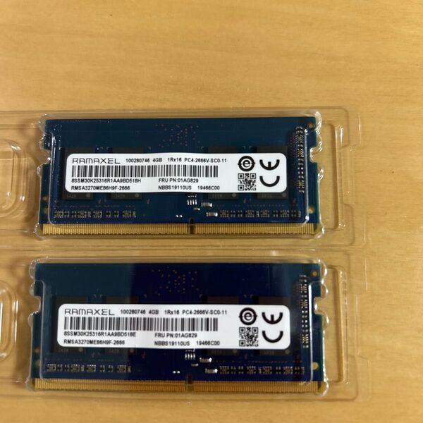 RAMAXEL DDR4 PC-4 2666V メモリ4GB×2枚 計8GB