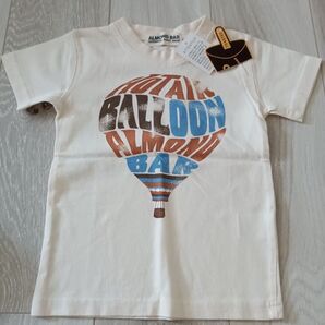 アーモンドバー アイボリー 半袖 Tシャツ 100 きなり 気球 英字 ロゴ アメリカン ヴィンテージ風 新品 未使用