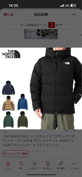 THE NORTH FACE GORE-TEXビレイヤーフード付ダウンジャケット