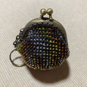 ハンドメイド ビーズ ミニがま口 小銭入れ 小物入れ バッグチャーム イヤホン入れ キーホルダーなど