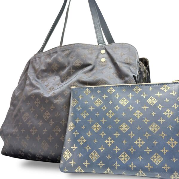 【美品】russet ラシット トートバッグ ポーチ 肩掛け かばん 鞄 A4 大容量 多収納 ビジネス ナイロン ネイビー