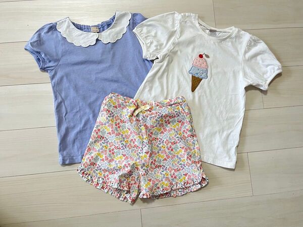 プティマイン 女の子 130 セット 半袖Tシャツ ショートパンツ
