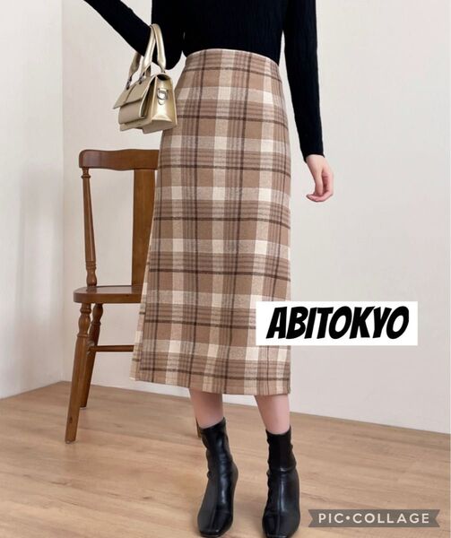 ABITOKYO バックスリット チェック スカート タイト おしゃれ アビトーキョー