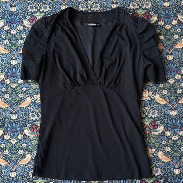 vivienne tam パワーニット メッシュ 半袖 カットソー 黒 ヴィヴィアンタム
