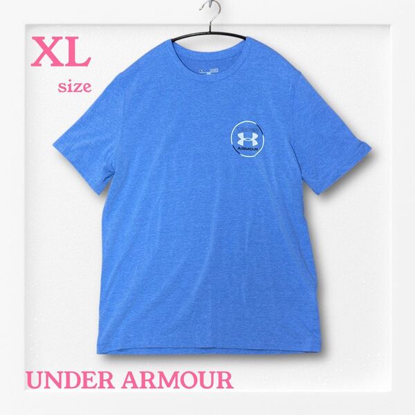 アンダーアーマー☆UNDER ARMOUR Tシャツ《XL》ブルー 背面プリント 半袖 半袖Tシャツ