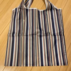 ストライプ エコ バッグ 縦縞 青 買い物袋 バッグ 折りたたみ
