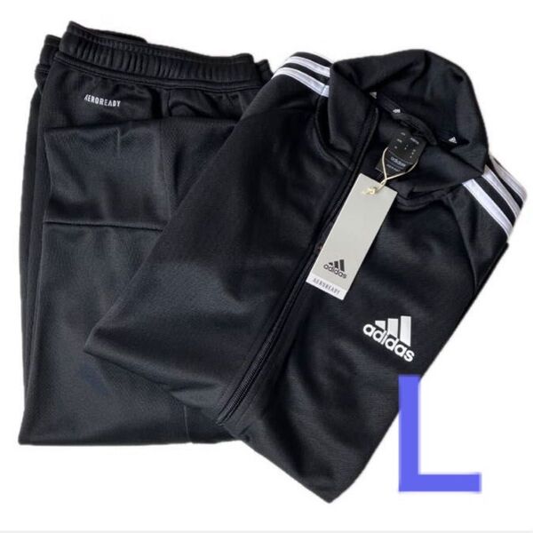 adidas アディダス ジャージ 上下 AEROREADY セレーノカット スリーストライプス トラックスーツ L 黒 メンズ