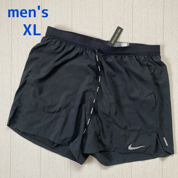 XL☆ メンズ ハーフパンツ ショートパンツ 新品 インナータイツ付きブラックナイキ ランニング ジム 筋トレ