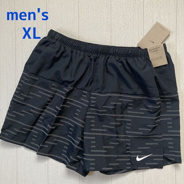 XL☆ メンズ ハーフパンツ ショートパンツ 新品 インナーパンツ付き 柄 ブラックナイキ ランニング ラスト1点