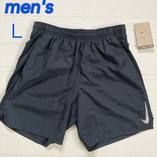 L☆ メンズ ハーフパンツ ショートパンツ 新品 ブラックナイキ ランニング インナーパンツなし