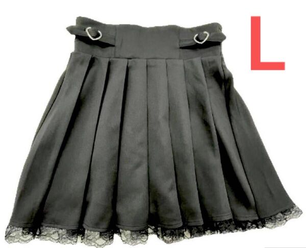 新品 裾レース付き プリーツスカート 黒 Lサイズ Lovely Tency 地雷系 量産型 地雷チャン系 イモちゃん系 ミニスカ