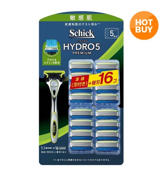 【新品未開封】 Schick シック ハイドロ5 プレミアム 本体+替刃16P 5枚刃 敏感肌用 髭剃り HYDRO5 カミソリ