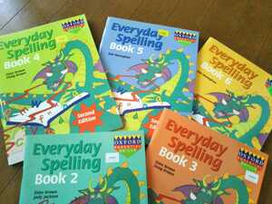 + English teaching material + actual place . English word spec ring textbook 5 pcs. set +EverydaySpellingY2~Y6oxford unused + English ... . raw,. country . woman, junior high school student also +