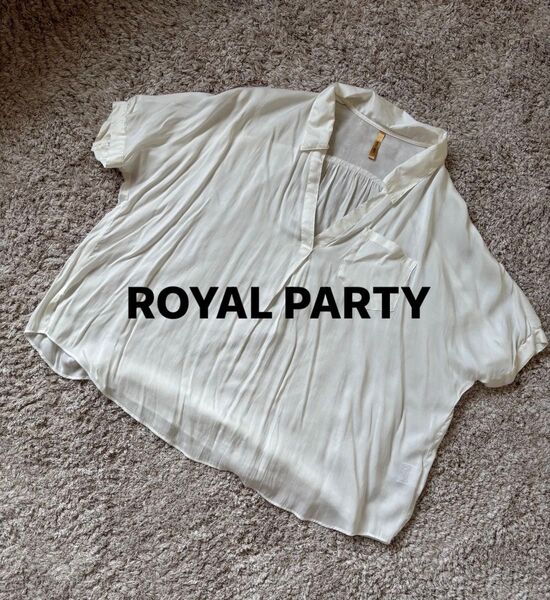 【美品】ROYAL PARTY 白五分袖トップス Mサイズ ロイヤルパーティ