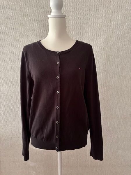 【難あり】Tommy Hilfiger カーディガン ブラック Lサイズ レディース トミーヒルフィガー