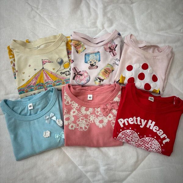 西松屋 女の子 半袖Tシャツ 6枚まとめ売り 80〜90