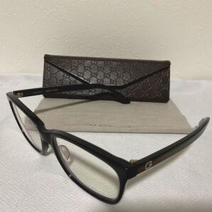 GUCCI 伊達メガネ 黒縁 Gマーク 緑×赤 GG-9066NJ ブランド眼鏡 ケース、眼鏡拭き