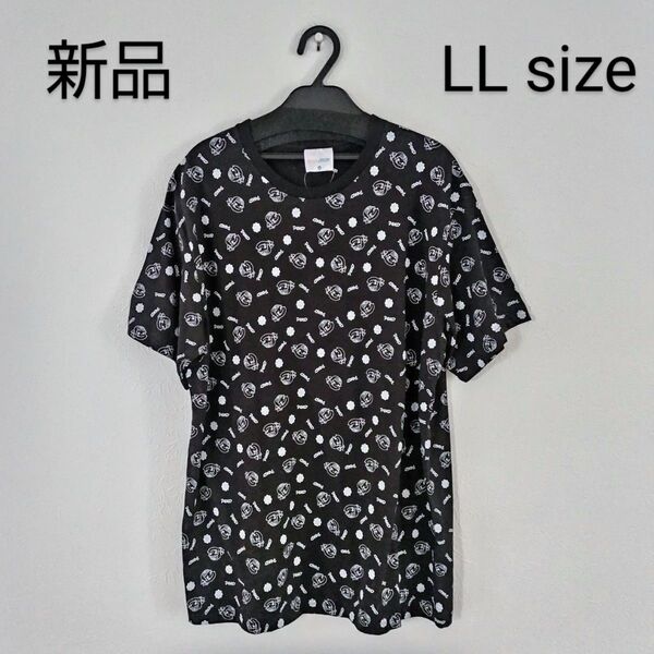新品タグ付き/不二家ペコちゃん プリント半袖Tシャツ/LLサイズ/黒/FUJIYA/サンリオ/綿100%/PEKO&POKO