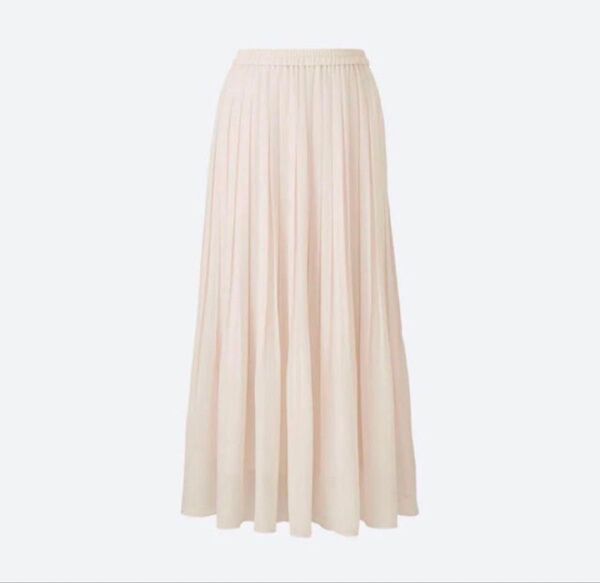 UNIQLO ユニクロ ハイウエストシフォンプリーツスカート M ロングスカート ウエストゴム プリーツスカート アイボリー 無地