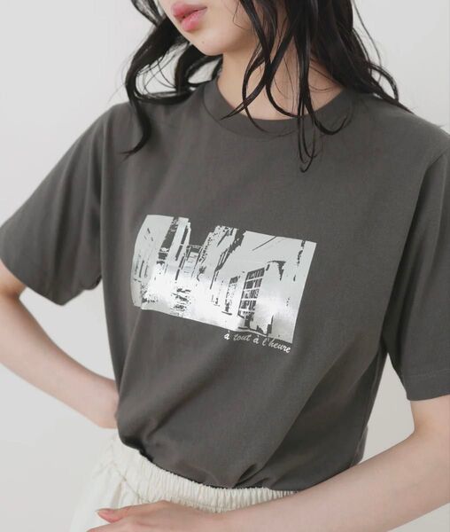 シルバー箔プリントコンパクトT tシャツ LIAN リアン 同型 新品