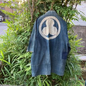 916 襤褸 印半纏 野良着 藍染 藍染め 筒描き ヴィンテージ 筒描 半纏 古布 リメイク