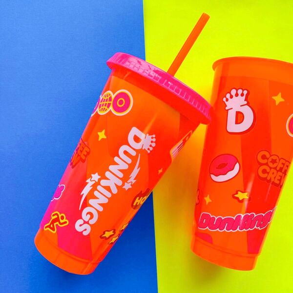 新品 ダンキンドーナツ DUNKIN' DONUTS スーパーボウル 限定 タンブラー オレンジ 日本未発売 アメリカ 輸入