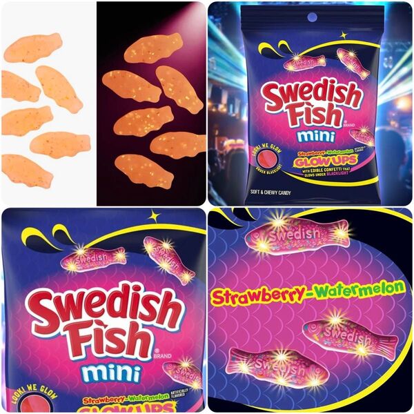 日本未発売 海外 お菓子 Swedish Fish glow ups スウェーディッシュフィッシュ 光る グミ キャンディASMR