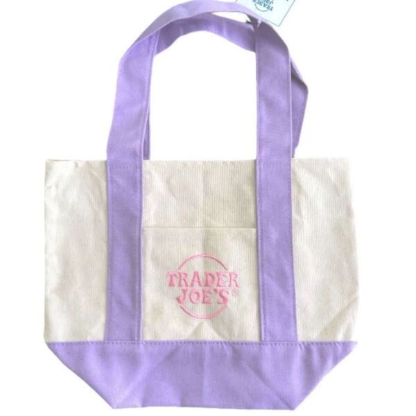新品 海外 日本未発売 Trader joe's トレーダージョーズ パステル キャンバス トートバッグ エコバッグ パープル 紫