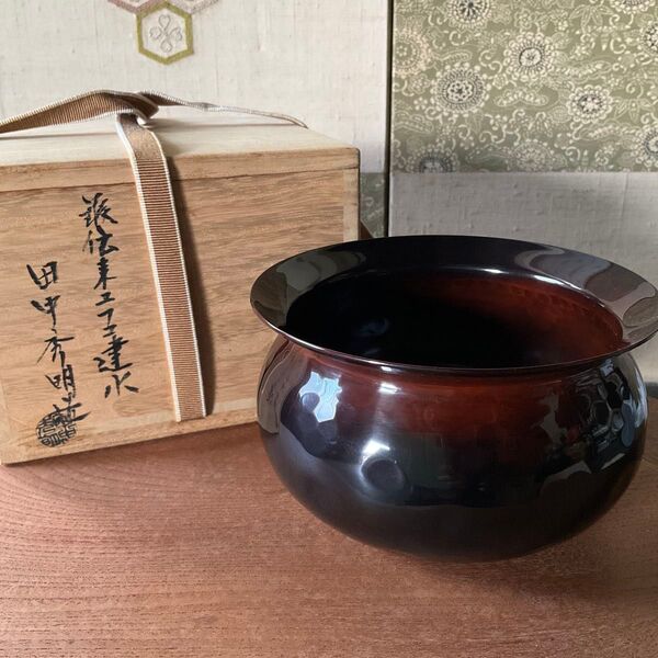 建水 田中秀明作 煎茶道具 お茶こぼし 古道具 煎茶道具 建水