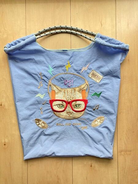 トートバッグ バッグ DJ CAT 刺繍デザインナイロントートバッグ レディース