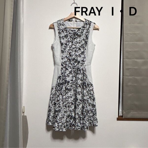 FRAY I.D ノースリーブワンピース 花柄 ストライプ