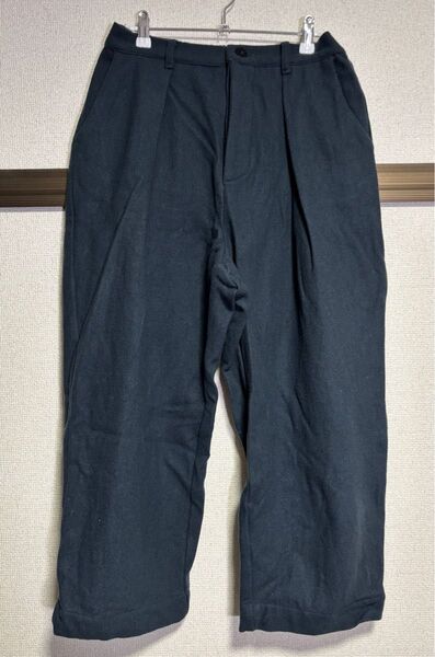 タック入りウールパンツ ダークブルー XLくらい ウエストゴム