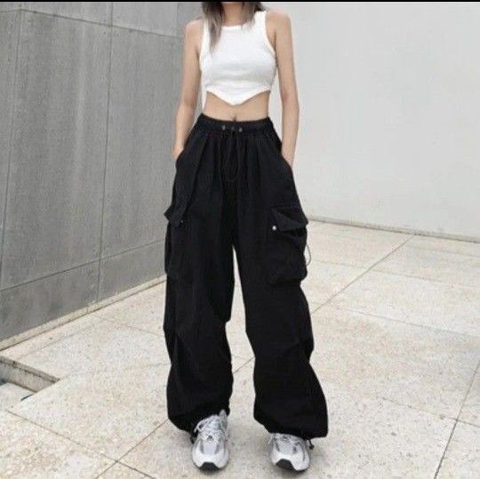カーゴパンツ 黒 L ワークパンツ