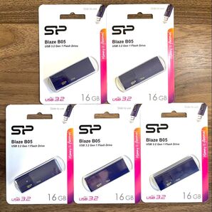 USBメモリー16GB シリコンパワーUSB3.0スライド式(紺)【5個セット】